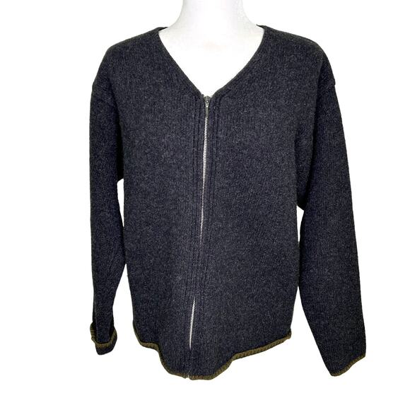 Banana Republic Gray Lambs Wool Zip Front Long Sleeve Unisex Cardigan - Picture 1 of 9